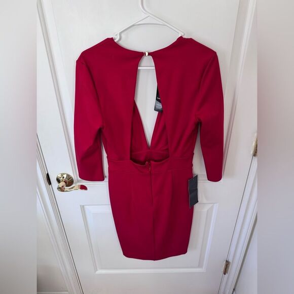 Bebe Deep V Neck 3/4 Sleeve SLV Pointe Dress Small NWT Cocktail Party Vegas - Picture 4 of 4